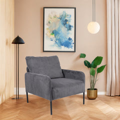 Fauteuil Cerlabo velours côtelé gris foncé