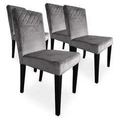 Lot de 4 chaises matelassées Milo Velours Argent