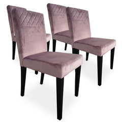 Lot de 4 chaises matelassées Milo Velours Rose