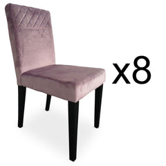 Lot de 8 chaises matelassées Milo Velours Rose