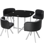 Table carrée en verre et 4 chaises noires