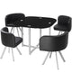 Table carrée en verre et 4 chaises noires