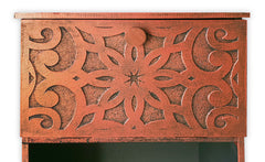 Table de chevet style oriental bois sculpté 1 porte Monbolyto Bois Cuivre
