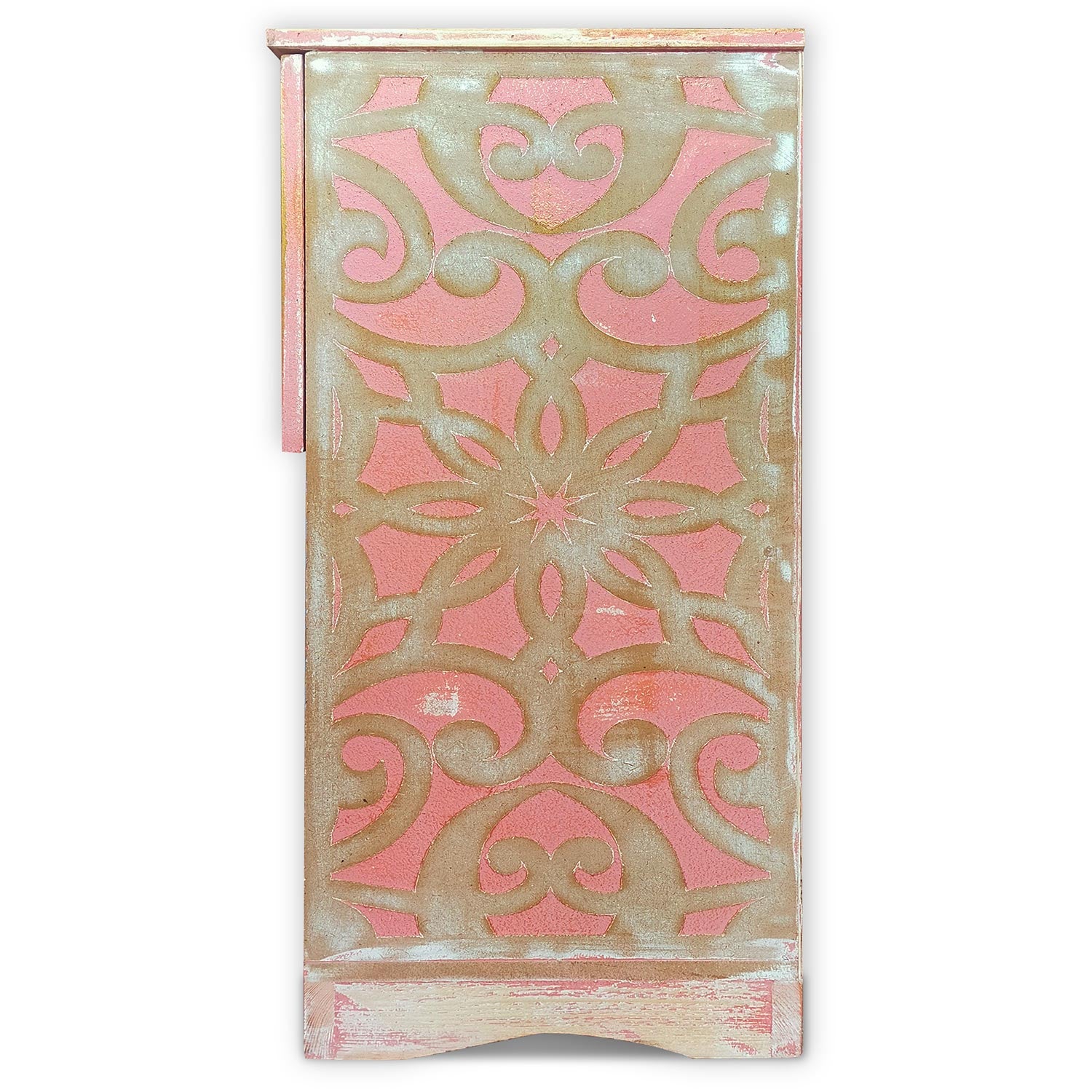 Table de chevet style oriental bois sculpté 1 porte Monbolyto Bois Rose