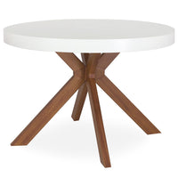 Table ronde extensible en blanc avec rallonges et pied central