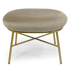 Fauteuil + pouf Nanty Velours Taupe Pieds Or