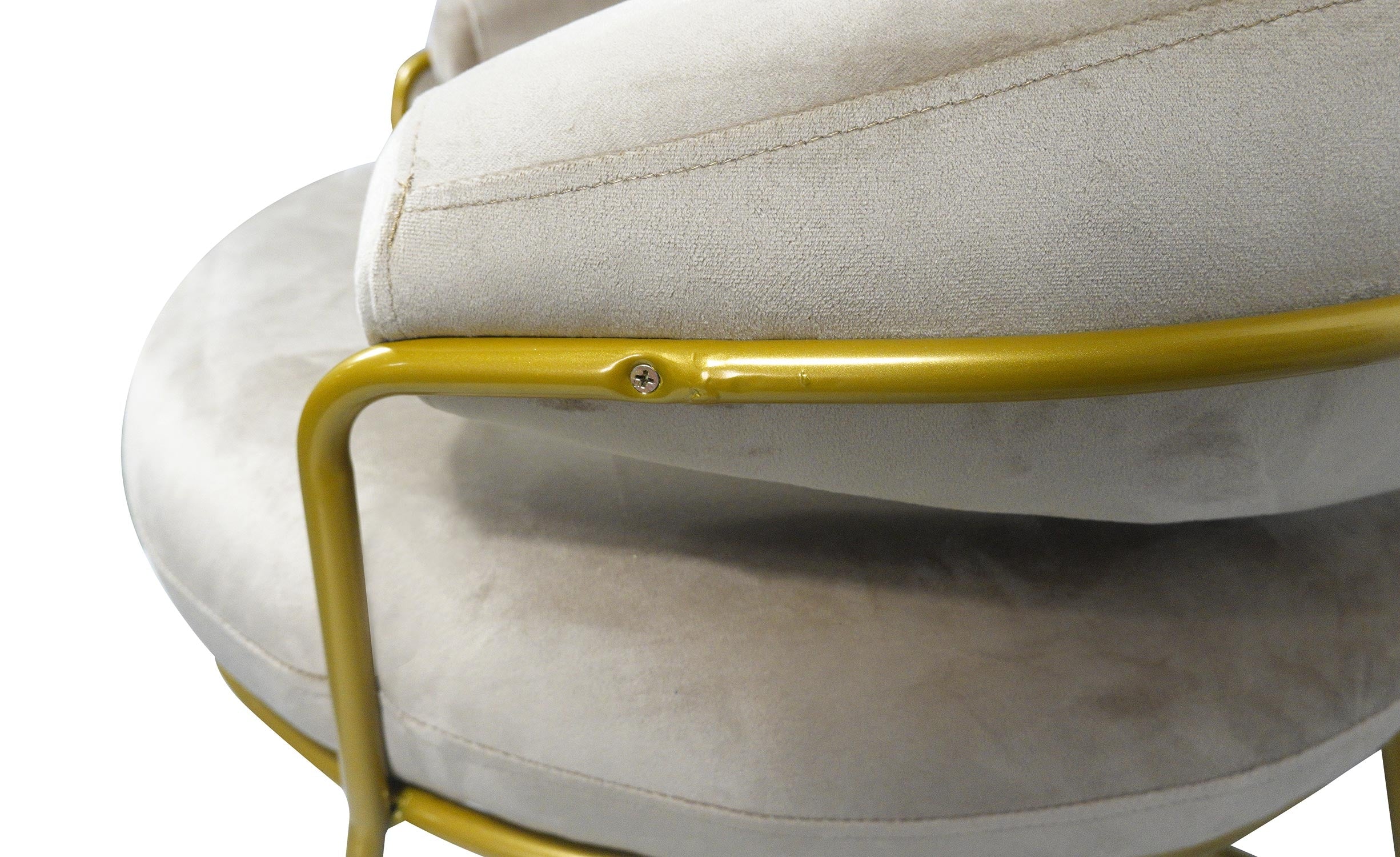 Fauteuil + pouf Nanty Velours Taupe Pieds Or