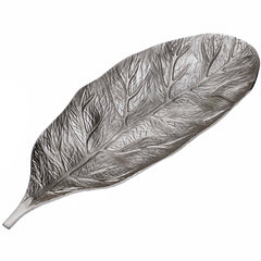 Set de 3 plateaux décoratifs en métal feuille coloris nickel