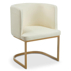 Lot de 2 chaises dossier arrondi Awaky simili crème pieds or