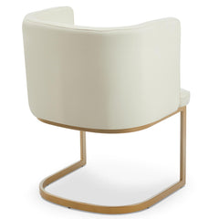 Lot de 2 chaises dossier arrondi Awaky simili crème pieds or
