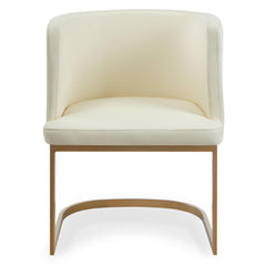 Lot de 4 chaises Awaky dossier arrondi simili crème pieds or