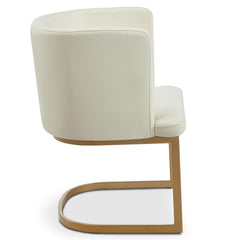 Lot de 4 chaises Awaky dossier arrondi simili crème pieds or