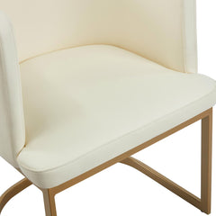 Lot de 2 chaises dossier arrondi Awaky simili crème pieds or