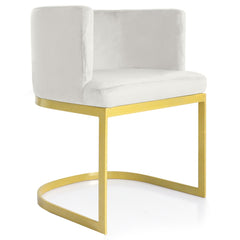 Chaise en velours Awaky blanc avec pieds en or