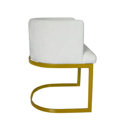 Chaise en velours Awaky blanc avec pieds en or