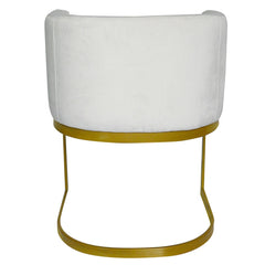 Chaise en velours Awaky blanc avec pieds en or