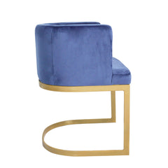 Chaise en velours bleu Awaky pieds or