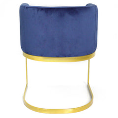 Chaise en velours bleu Awaky pieds or