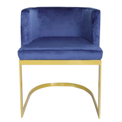 Chaise en velours bleu Awaky pieds or