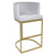 Chaise de bar velours argent pieds or Awaky