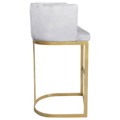 Chaise de bar velours argent pieds or Awaky