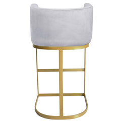 Chaise de bar velours argent pieds or Awaky
