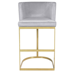 Chaise de bar velours argent pieds or Awaky