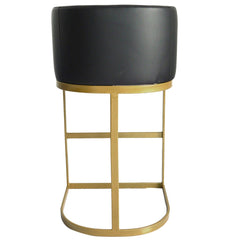 Chaise de bar en simili cuir Awaky noir pieds or