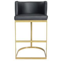Chaise de bar en simili cuir Awaky noir pieds or