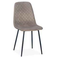 Lot de 4 chaises Atona matelassées velours taupe pieds noir