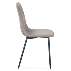 Lot de 4 chaises Atona matelassées velours taupe pieds noir