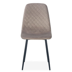 Lot de 4 chaises Atona matelassées velours taupe pieds noir