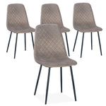 Lot de 4 chaises Atona matelassées velours taupe pieds noir