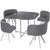 Table carrée en verre avec 4 chaises matelassées grises