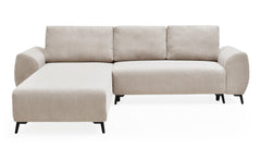 Canapé d'angle convertible Cauline en velours côtelé beige