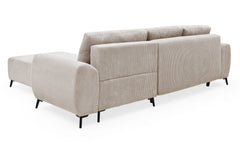 Canapé d'angle convertible Cauline en velours côtelé beige