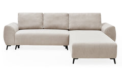 Canapé d'angle convertible Cauline en velours côtelé beige