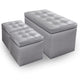 Banc avec coffre et 2 poufs argent