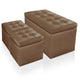 Banc coffre avec 2 poufs marron