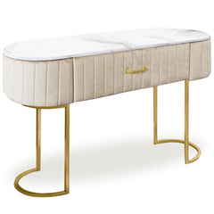 Coiffeuse 1 tiroir en velours beige Awzel