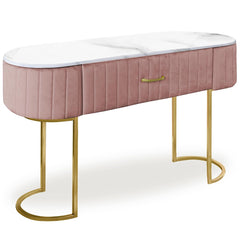 Coiffeuse 1 tiroir Awzel velours rose