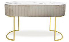 Coiffeuse en velours taupe Awzel avec 1 tiroir