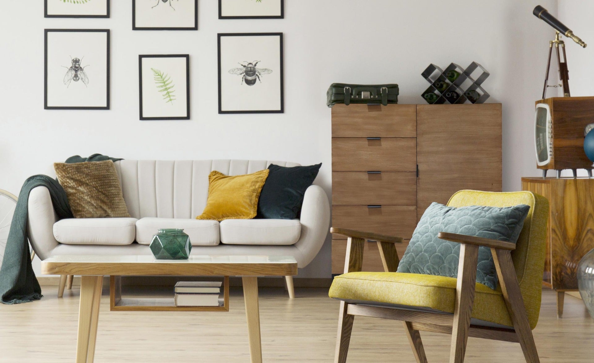 Buffet Haut 5 Tiroirs Et 1 Porte Battante Panara Bois Chêne Clair