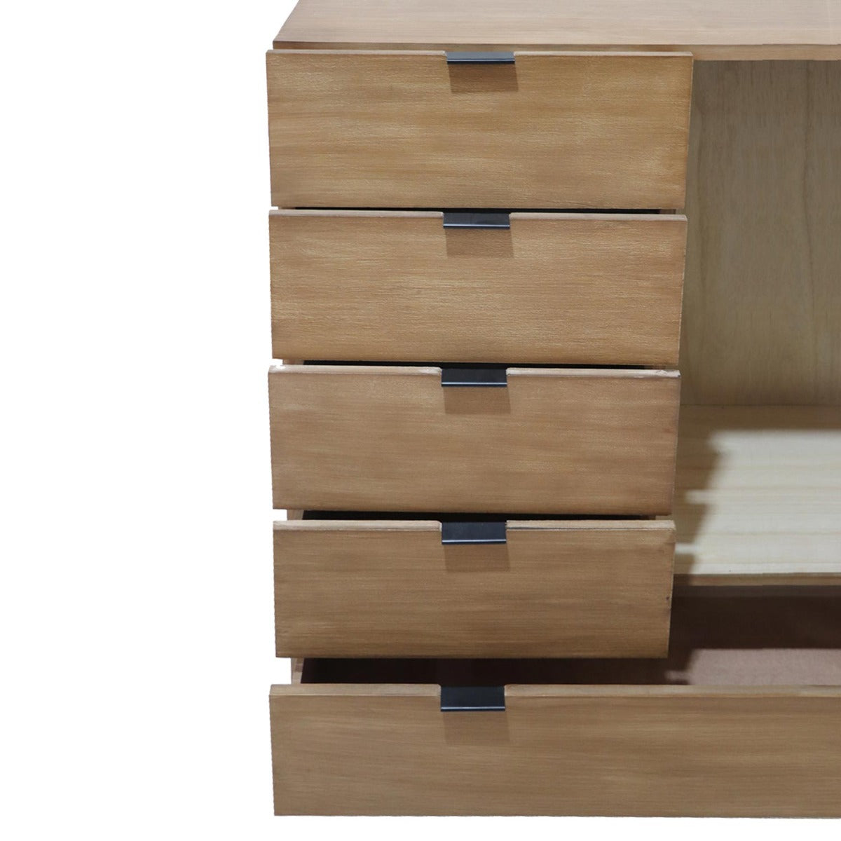 Buffet Haut 5 Tiroirs Et 1 Porte Battante Panara Bois Chêne Clair