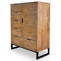 Buffet Haut 5 Tiroirs Et 1 Porte Battante Panara Bois Chêne Clair
