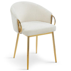 Lot de 2 chaises arrondies et matelassées Patricia Métal doré et Tissu Beige