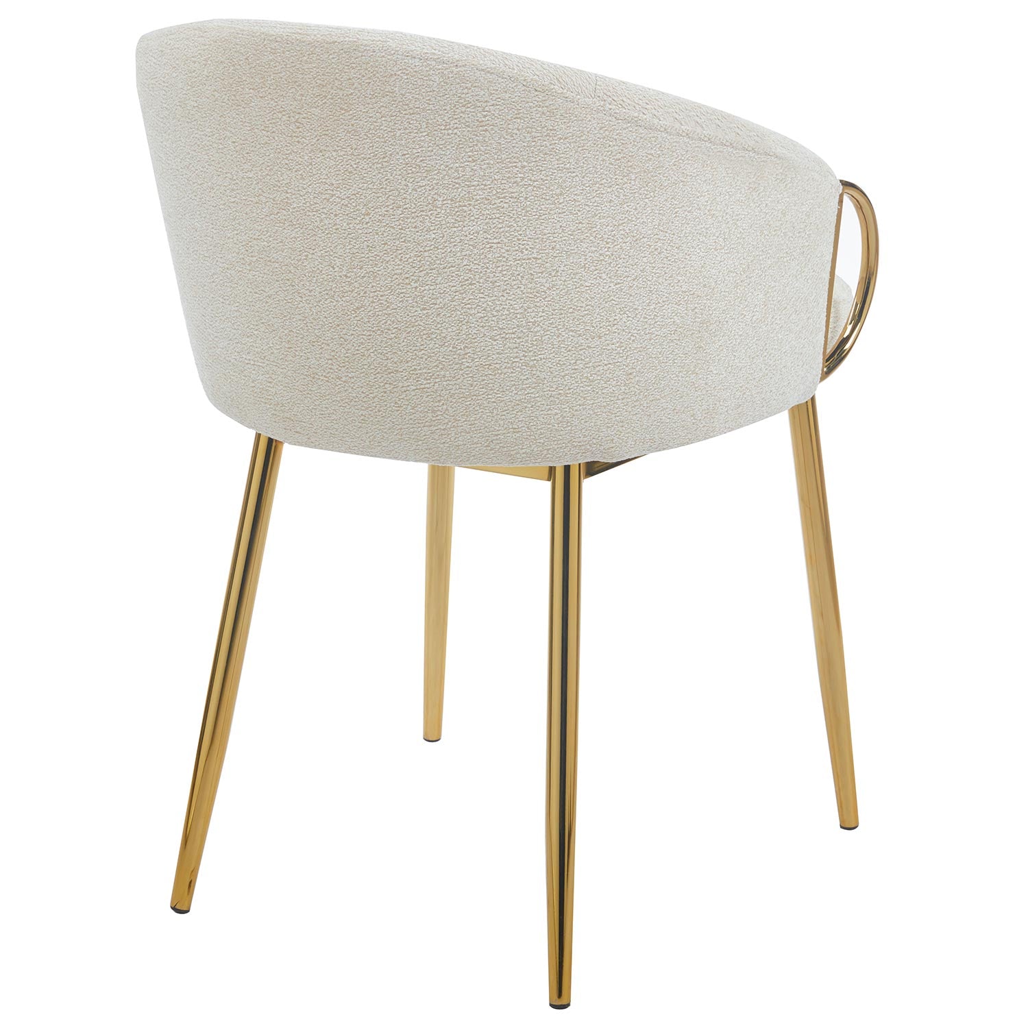 Lot de 2 chaises arrondies et matelassées Patricia Métal doré et Tissu Beige
