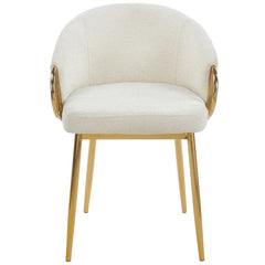 Lot de 2 chaises arrondies et matelassées Patricia Métal doré et Tissu Beige