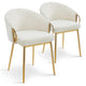Lot de 2 chaises matelassées en métal doré et tissu beige