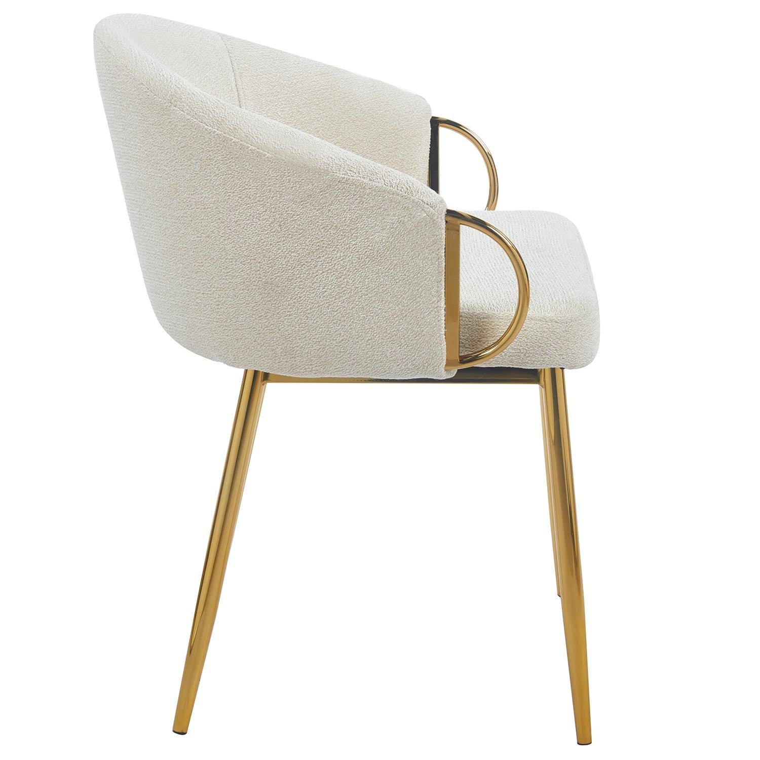 Lot de 2 chaises arrondies et matelassées Patricia Métal doré et Tissu Beige